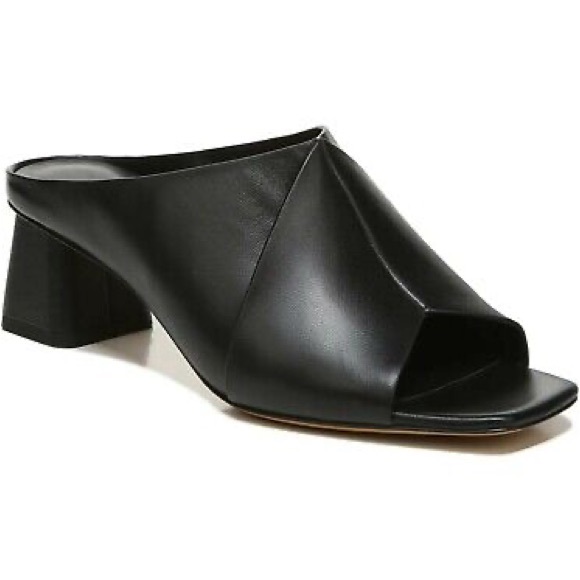 Vince Vona Slide Square Toe Leather Black Size 6.5 - Picture 2 of 5